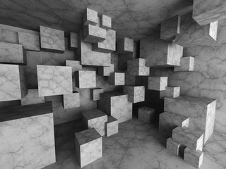 Chaotic concrete cubes architecture background