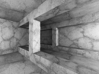 Dark empty basement concrete room interior. Minimalistic archite