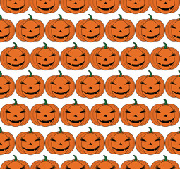 Halloween pattern. Pumpkin Seamless background. Vector Illustration.