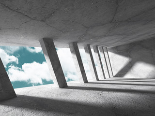 Abstract Concrete Architecture Construction on Sky Background