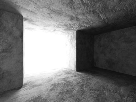 Dark concrete empty room interior. Urban architecture background