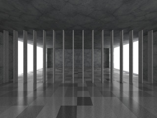 Urban empty dark room interior. Modern architecture abstract bac