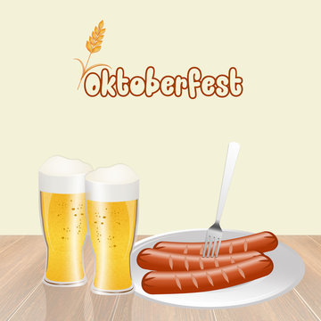 beer and sausages for Oktoberfest