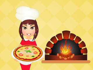 girl with pizza