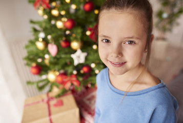 Portrait of beautiful little girl at Christmas © gpointstudio