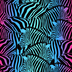 Fototapeta na wymiar Colorful zebra seamless pattern.Savannah Animal ornament. Wild animal texture. Striped black and white. design trendy fabric texture, illustration.