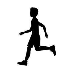 silhouette man running left side vector illustration