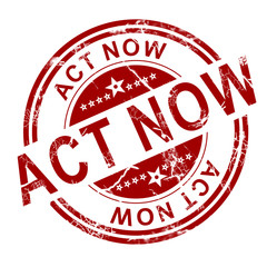 Red act now stamp