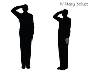 man in salute pose on white background