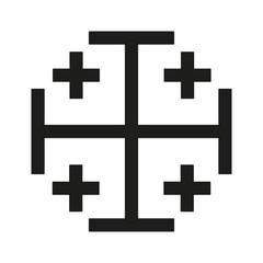 Jerusalem Cross Icon black silhouette. Ancient Christian sign. Vector illustration.