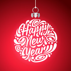 Holidays greeting card with a calligraphic lettering. Happy New Year © Sergey Kolesov