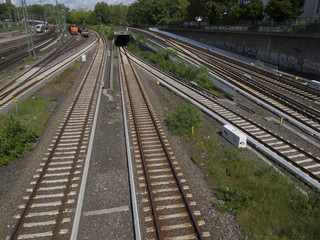 Obraz premium Rail tracks in depot.