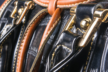 Fototapeta na wymiar seams on leather hand bag