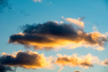 Puffy and colorful sunset clouds