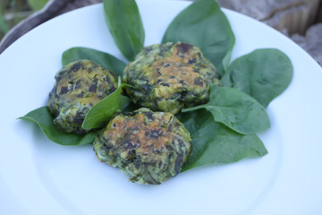 Spinach pancakes on a plate