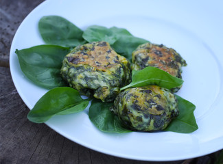 Spinach pancakes on a plate