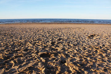 Sea water and sand surface in Jurmala, Latvia