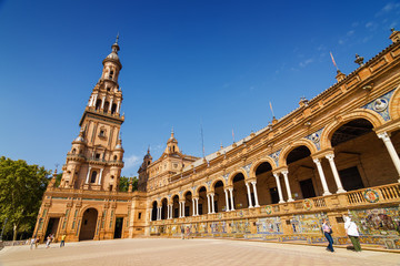 Fototapeta na wymiar Architectural complex of Plaza de Espana in Sevilla, Andalusia province, Spain.