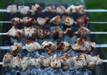 Marinated shashlik preparing