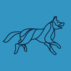 German Shepherd dog vector line character.