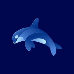 Orca whale vector character.
