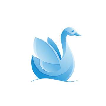 Goose, swan, bird logo vector character.