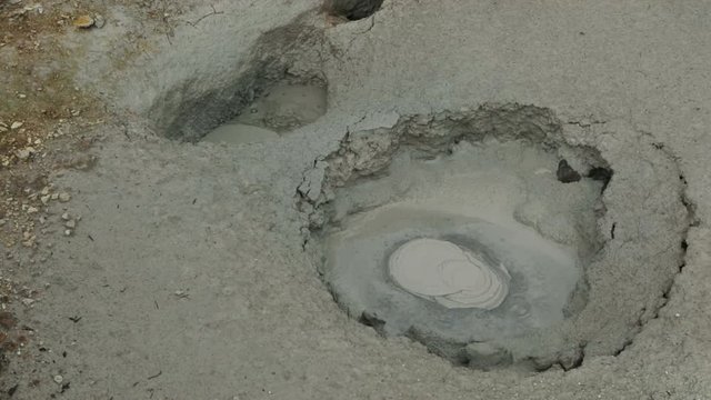 Mud pots in the caldera Uzon