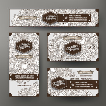 Corporate Identity templates set with doodles Thanksgiving theme