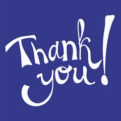 Obraz premium Thank you on a blue background.