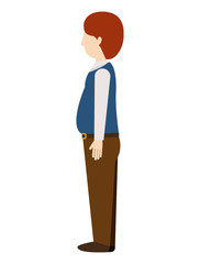 woman standing with left profile redhead pregnant vector illustration