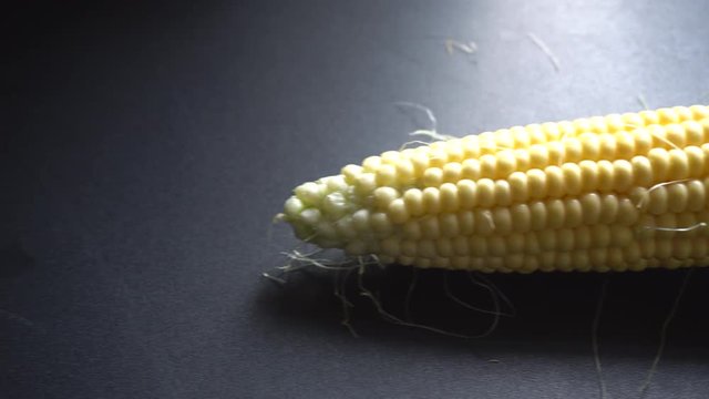 Corn Leaves Lying on a Black Background