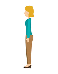 woman thin standing with left profile blond vector illustration