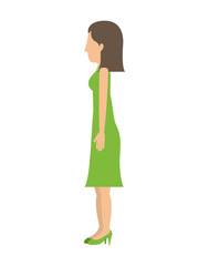 woman standing dress left profiles short hair vector illustration