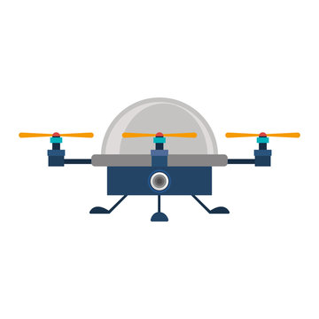recommend clip art: drone advanced with cabin and three airscrew vector illustration