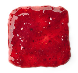 Square spot of raspberry jam