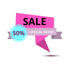 Sale vector origami concept banner template