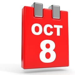 October 8. Calendar on white background.