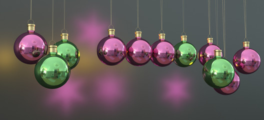 Christbaumkugeln aufgereiht