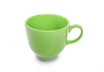 Green cup isolated.