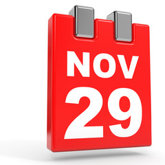 Fototapeta premium November 29. Calendar on white background.