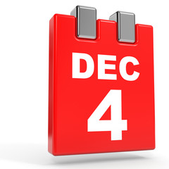 December 4. Calendar on white background.