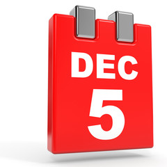December 5. Calendar on white background.