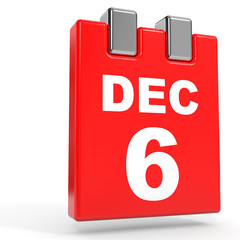 December 6. Calendar on white background.