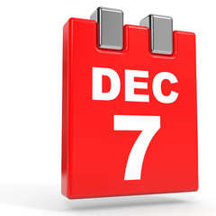 December 7. Calendar on white background.