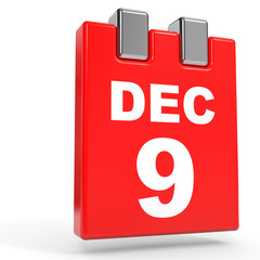 December 9. Calendar on white background.