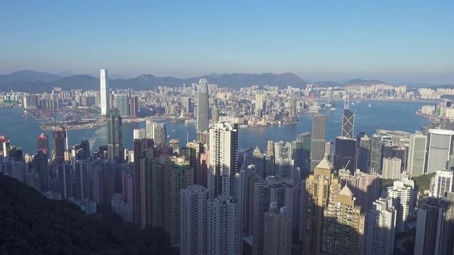 Panorama of Hong Kong city, view from Victoria peak 4k
