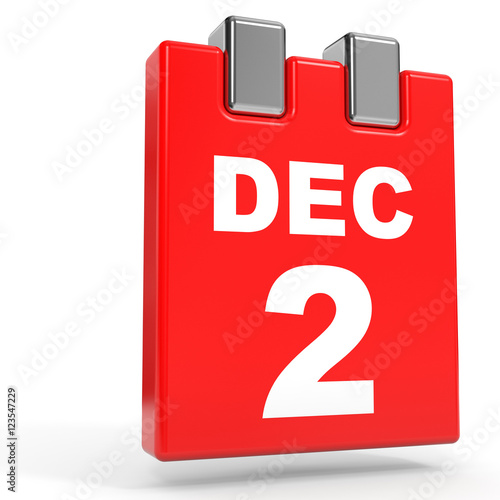 "December 2. Calendar on white background." Stock photo and royalty