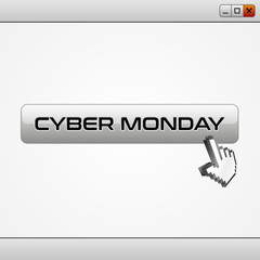Cyber monday on web window background, vector illustration