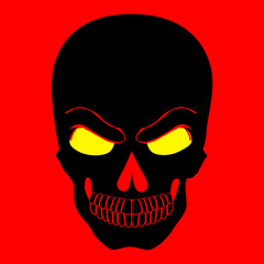 Simple web icon in vector skull red background illustration.