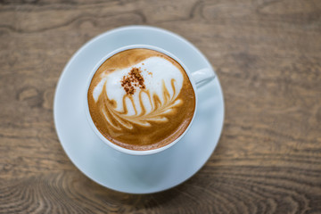 Cup of coffer ready to drink on top view